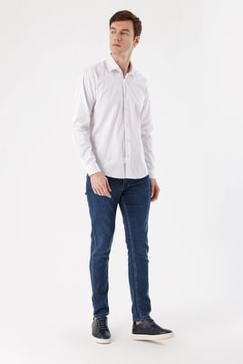 Morven Erkek Beyaz %100 Pamuk Slim Fit Gömlek