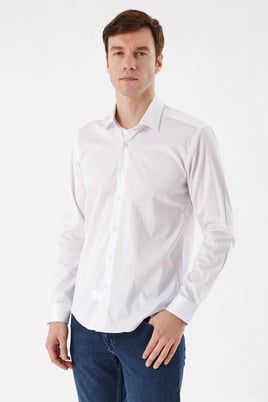 Morven Erkek Beyaz %100 Pamuk Slim Fit Gömlek
