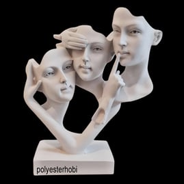 OB 2402 - Görmedim Duymadım Bilmiyorum Heykel Biblo Ham Polyester Obje 