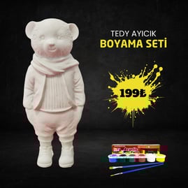 OB 2409 - Tedy Ayıcık Biblo Boyama Seti Ham Polyester Obje 