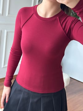 Omuzu Dikişli Bluz 16486 Bordo