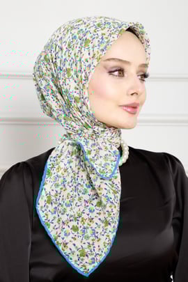 وشاح قطني بنقشة الزهور-أخضر اللون