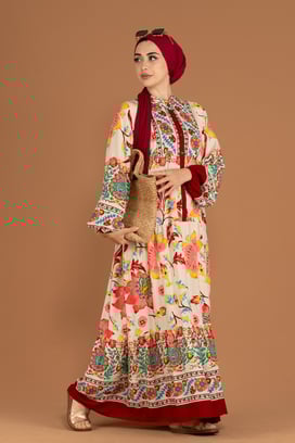Alaçatı Viscose Dress -Burgundy