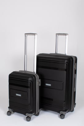 Travel Polo 2'li Valiz Seti (Küçük Büyük) Kırılmaz Siyah Gri 1017