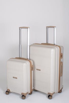 Travel Polo 2'li Valiz Seti (Küçük Büyük) Kırılmaz Krem Vizon 1017