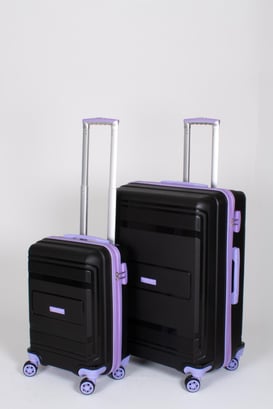 Travel Polo 2'li Valiz Seti (Küçük Büyük) Kırılmaz Siyah Lila 1017