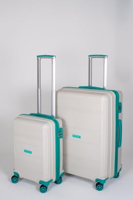 Travel Polo 2'li Valiz Seti (Küçük Büyük) Kırılmaz Krem Cam Göbeği 1017