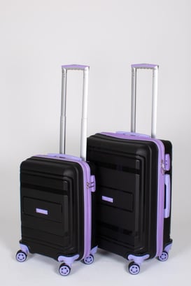 Travel Polo 2'li Valiz Seti (Küçük Orta) Kırılmaz Siyah Lila 1017