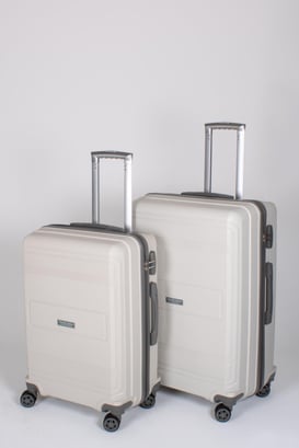 Travel Polo 2'li Valiz Seti (Orta Büyük) Kırılmaz Krem Gri 1017
