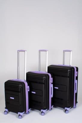 Travel Polo 3'lü Valiz Seti Kırılmaz Siyah Lila 1017