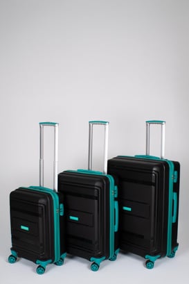 Travel Polo 3'lü Valiz Seti Kırılmaz Siyah Cam Göbeği 1017