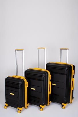 Travel Polo 3'lü Valiz Seti Kırılmaz Siyah Sarı 1017