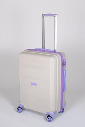 Travel Polo Orta Boy Kırılmaz Valiz Krem Lila 1017