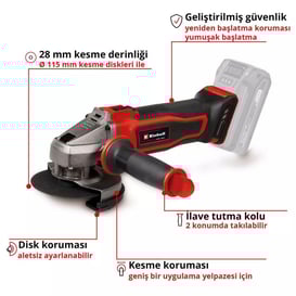 Einhell TE-AG 18/115-2 Li Solo Akülü Avuç Taşlama (Aküsüz) (EİNHEL.4431166)