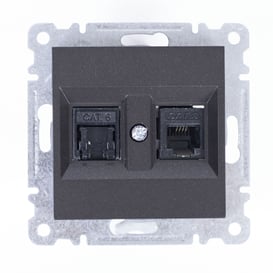 Makel Siyah Karea İkili Data Priz CAT3+ CAT6 Modül + Kapak (MAKEL.57054137)