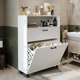 Room Art Beyaz 90 cm Rim Çamaşır Sepetli Çok Amaçlı Banyo Dolabı (RoomArt.2490)