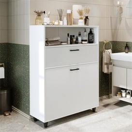 Room Art Beyaz 90 cm Rim Çamaşır Sepetli Çok Amaçlı Banyo Dolabı (RoomArt.2490)
