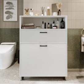 Room Art Beyaz 90 cm Rim Çamaşır Sepetli Çok Amaçlı Banyo Dolabı (RoomArt.2490)