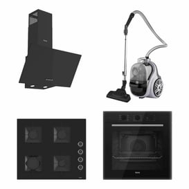 Ferre Siyah Cam Ankastre Set + Regal Toz Torbasız Süpürge
