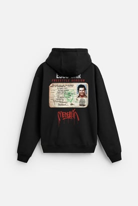 Kapüşonlu Oversize Kalıp Escobar Identity Baskılı Hoodie
