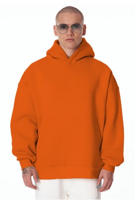Turuncu Unisex Bol Kalıp Hoodie