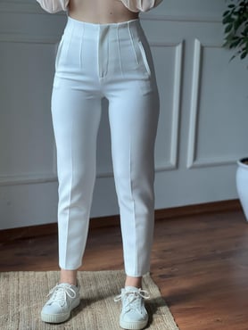 Önü Flotalı Pantolon 5113 Beyaz