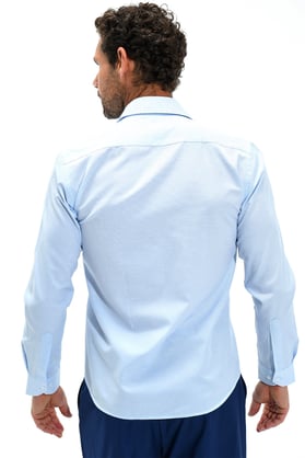  Morven Erkek Buz Mavisi Maine Slim Fit Dar Kesim Desenli Sert Yaka Uzun Kollu Gömlek