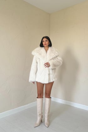 Wholesale Ecru Padded Fur Coat