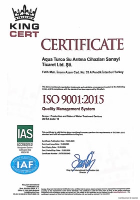 AQUA TURCO ISO 9001:2015 İngilizce Sertifika