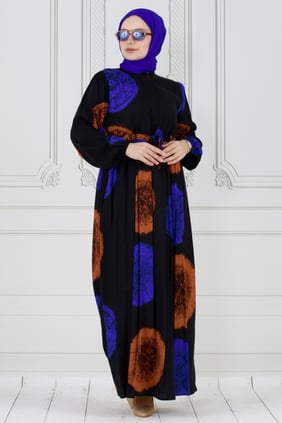 Hidden Button Viscon Dress-Bleu