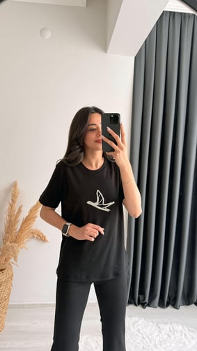 Beymi Orj Marka Taşlı Tshirt Siyah
