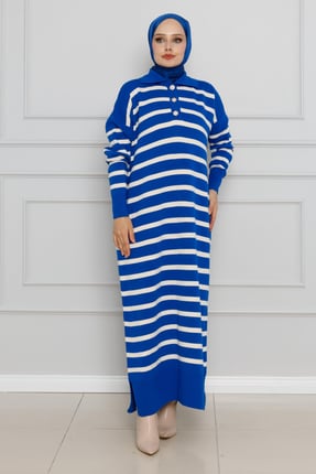 Polo Striped Knit Dress-bleu color