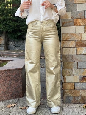 Parlak Palazzo Pantolon 5185 Gold