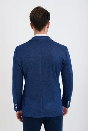 Morven Erkek Mersus Slim Fit Örme Ceket Saks Mavisi