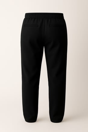 Erkek Siyah Beli Lastikli ve Bağcıklı Pamuklu Spor Jogger Pantolon
