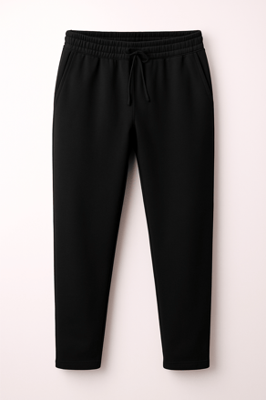Erkek Siyah Beli Lastikli ve Bağcıklı Pamuklu Spor Jogger Pantolon
