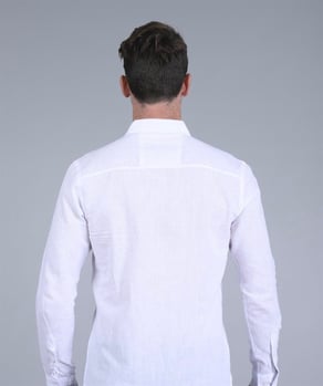 Erkek Beyaz Slim Fit Ham Keten Spor Gömlek
