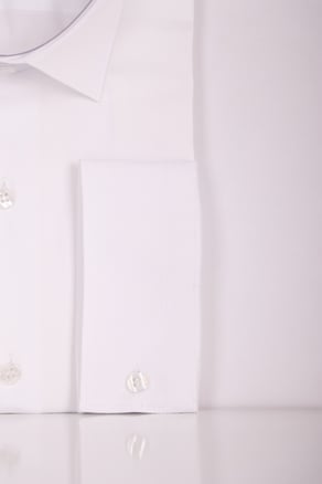 Erkek Beyaz Slim Fit Saten Pamuk Cepsiz Gömlek