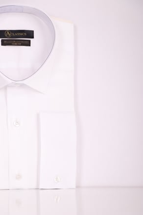 Erkek Beyaz Slim Fit Saten Pamuk Cepsiz Gömlek