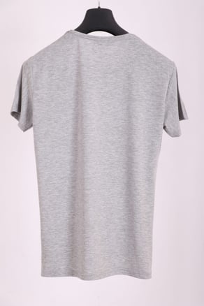 Erkek Gri Bisiklet Yaka Yumuşak Pamuk Basic T-shirt