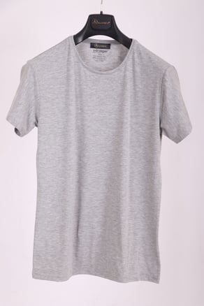 Erkek Gri Bisiklet Yaka Yumuşak Pamuk Basic T-shirt