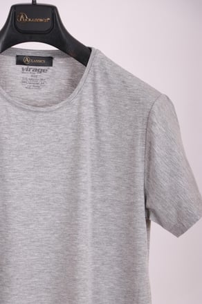 Erkek Gri Siyah Bisiklet Yaka Yumuşak Pamuk Basic 2li Paket T-shirt