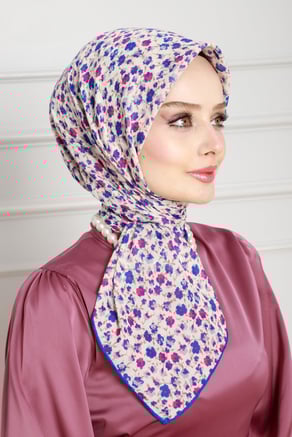 وشاح قطني بنقشة الزهور-بنفسجي اللون