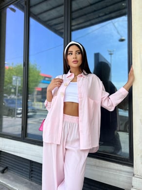 Çiçek Aksesuarlı İkili Takım Pembe