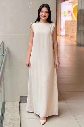 White Corner İthal Krep Kolsuz İçlik Elbise