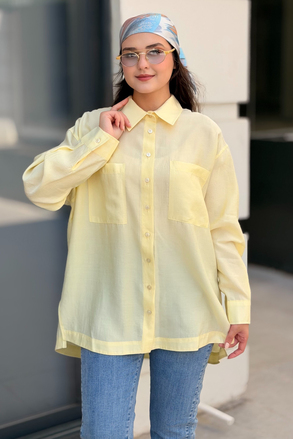 Mahal Miya Çift Cepli Oversize Gömlek
