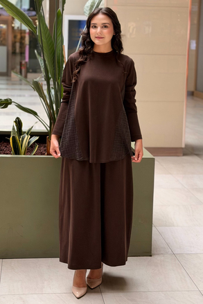 Heddy Yanları Bürümcük Kumaş Kombinli Tunik Etek Takım