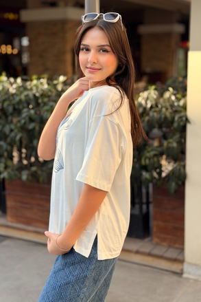 Kahma Random Nakışlı Basic T-Shirt