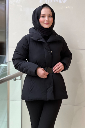 İpekyol Deri Görünümlü Elastik Kuşaklı Mont