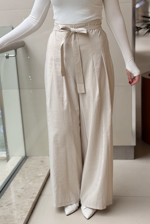 Ceremony Önü Pileli Beli Kuşaklı Dubai Pantolon